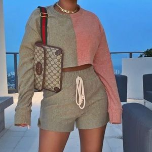 Two Piece Cozy ColorBlock Short Set